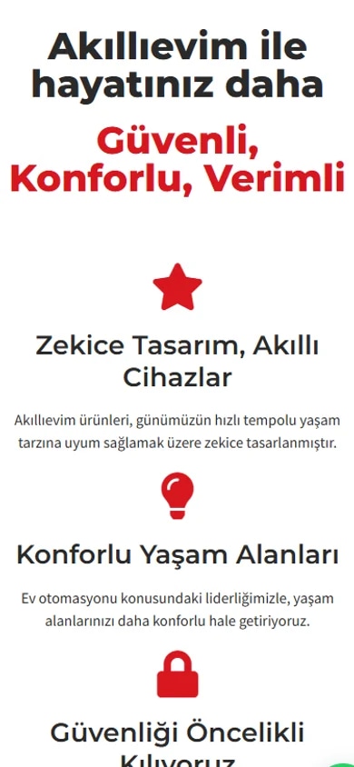 The Akıllıevim smart-home lead site on mobile