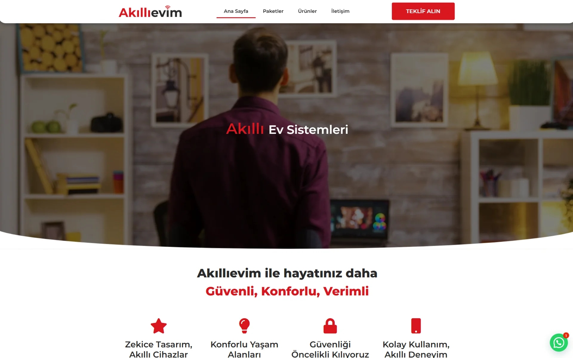 The Akıllıevim smart-home lead site on desktop
