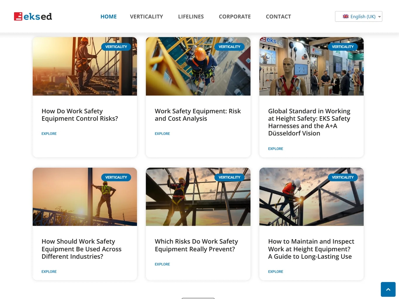 The Eksed safety-equipment lead site on tablet