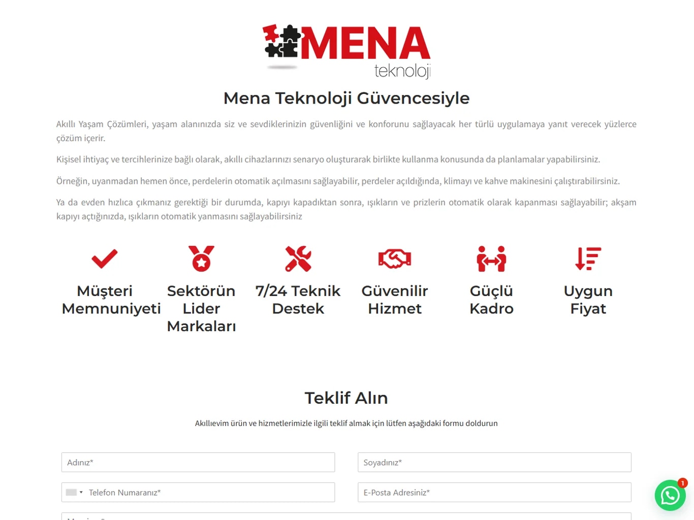 The Akıllıevim smart-home lead site on tablet