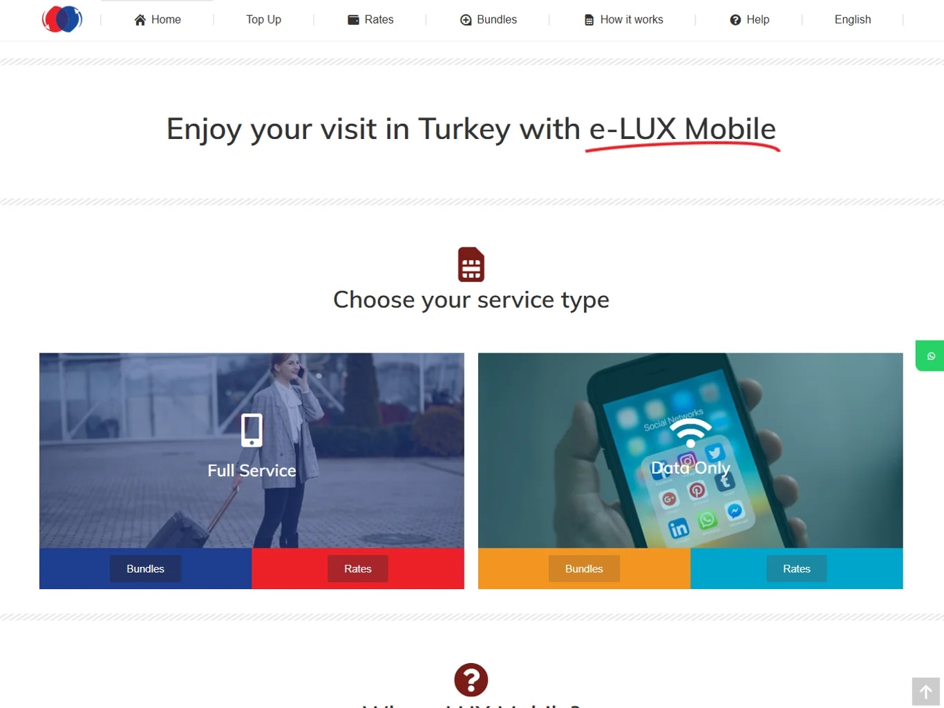 The e-LUX Mobile self-service top-up site on tablet