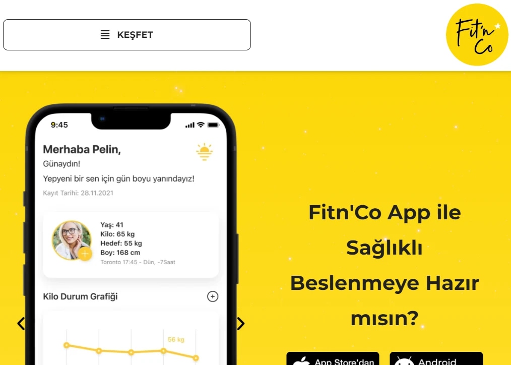 The Fit'n Co app-launch website on tablet