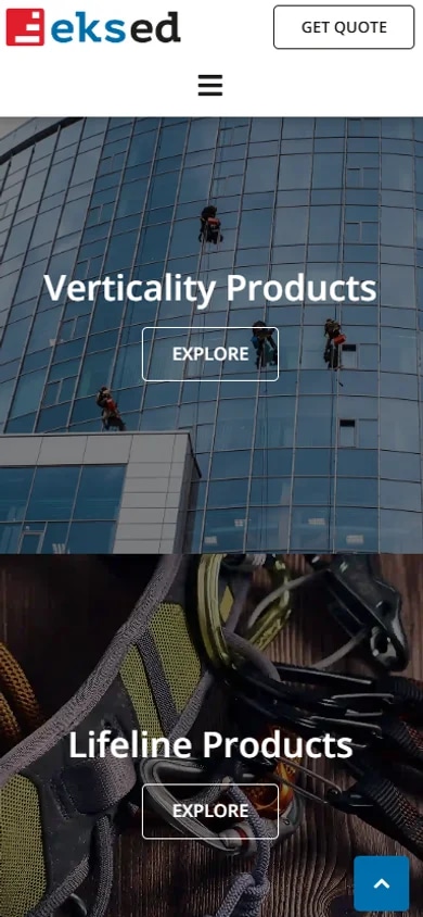 The Eksed safety-equipment lead site on mobile