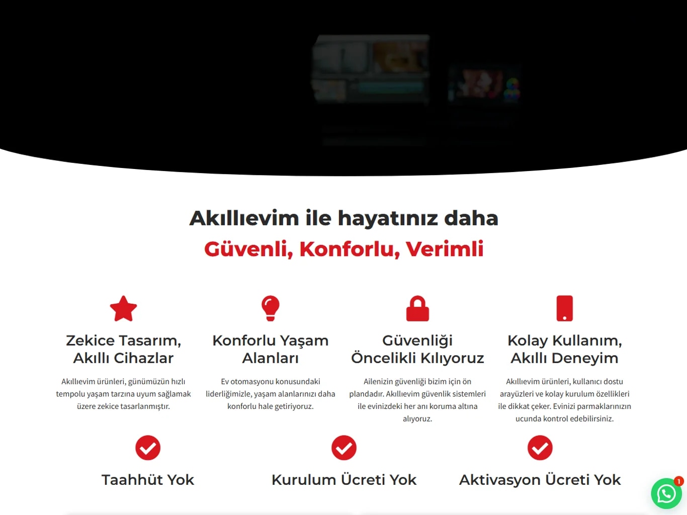 The Akıllıevim smart-home lead site on tablet