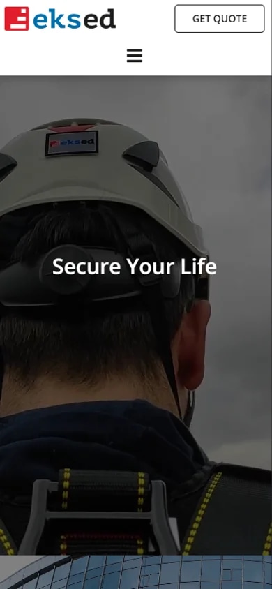 The Eksed safety-equipment lead site on mobile