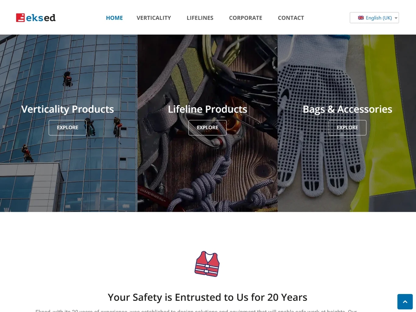 The Eksed safety-equipment lead site on tablet