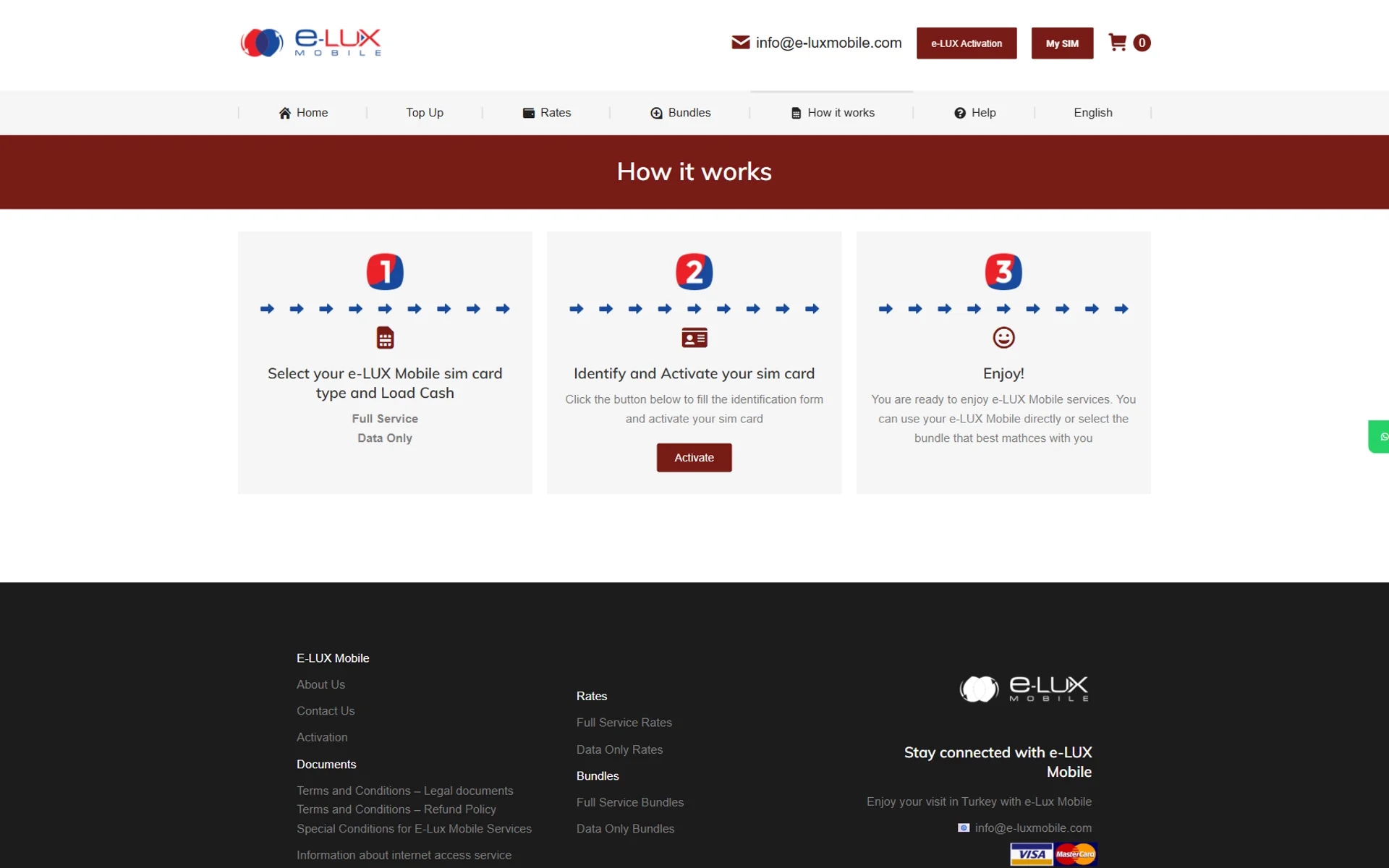 The e-LUX Mobile self-service top-up site on desktop