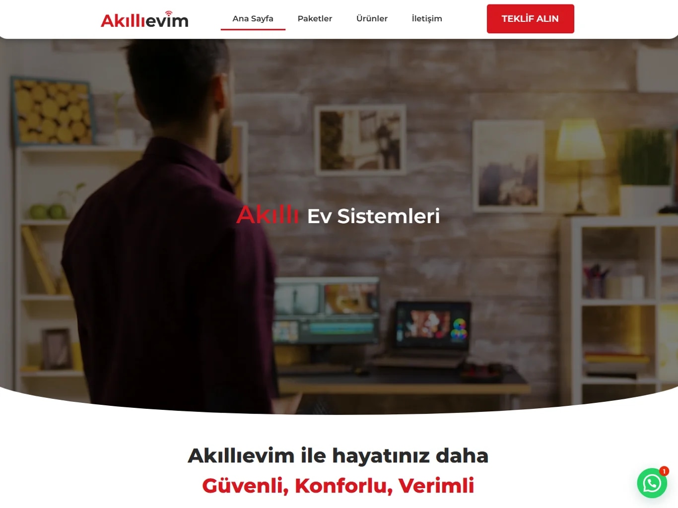 The Akıllıevim smart-home lead site on tablet