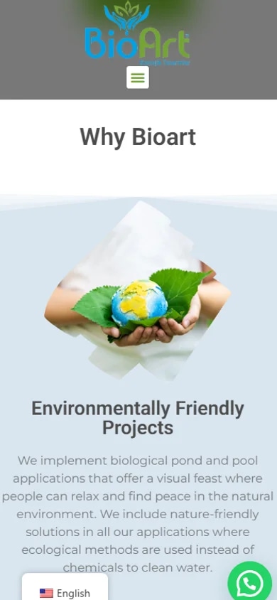 The BioArt ecological-pond site on mobile
