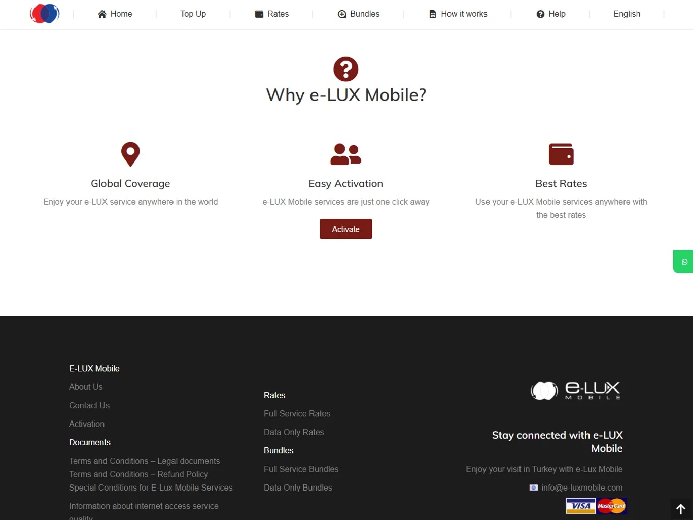 The e-LUX Mobile self-service top-up site on tablet