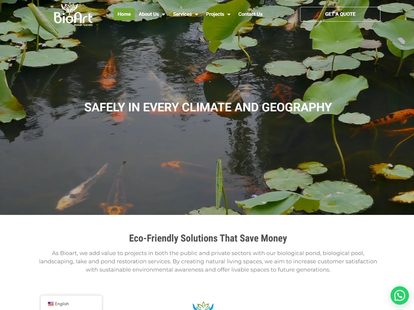 The BioArt ecological-pond site on tablet
