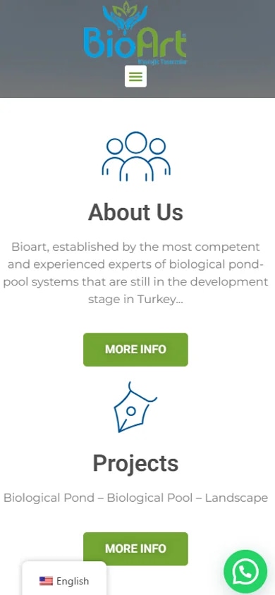 The BioArt ecological-pond site on mobile