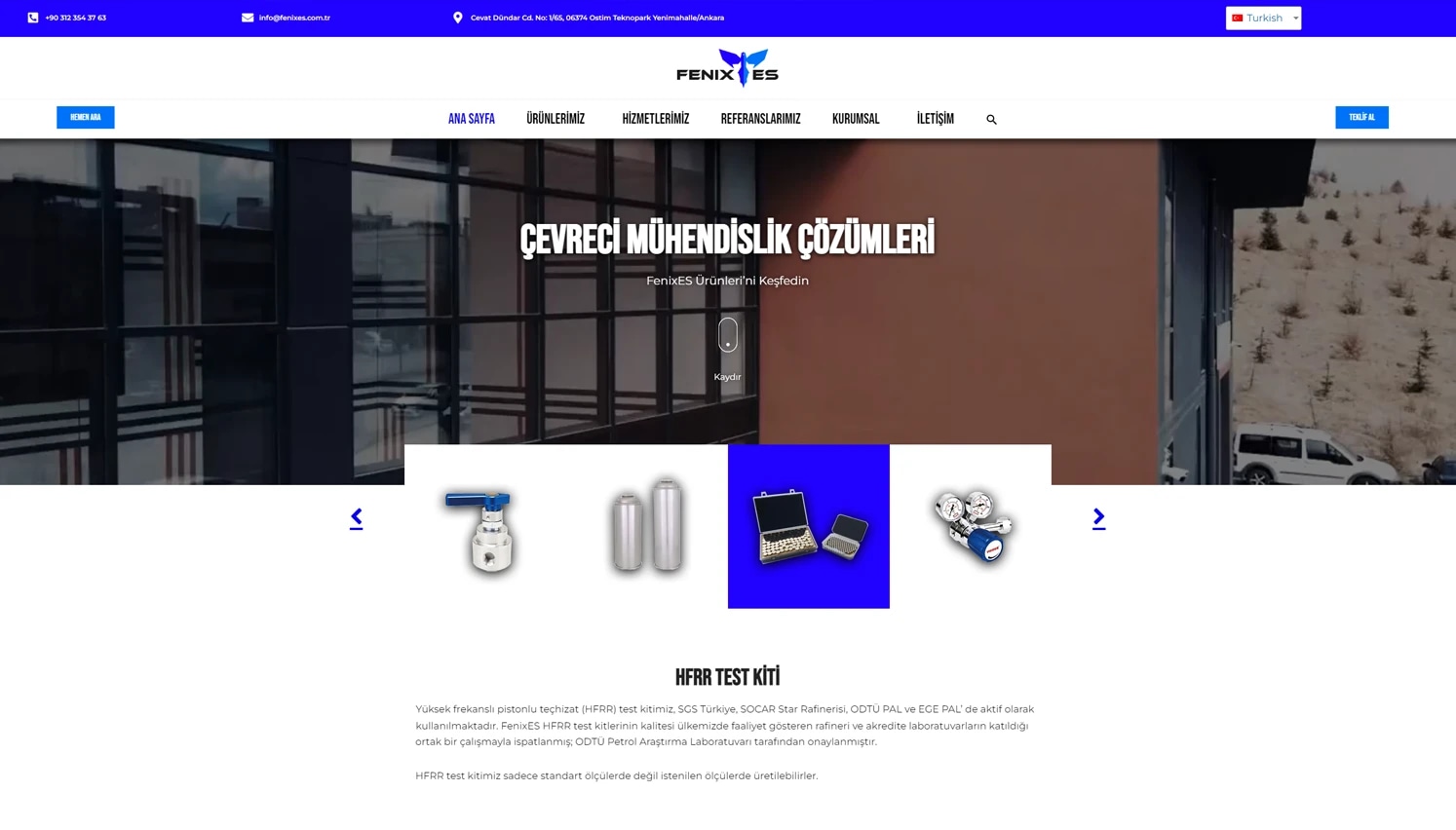 The FenixES product site on desktop