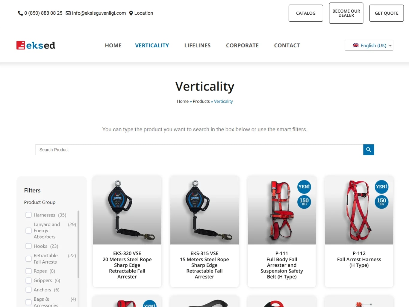 The Eksed safety-equipment lead site on tablet