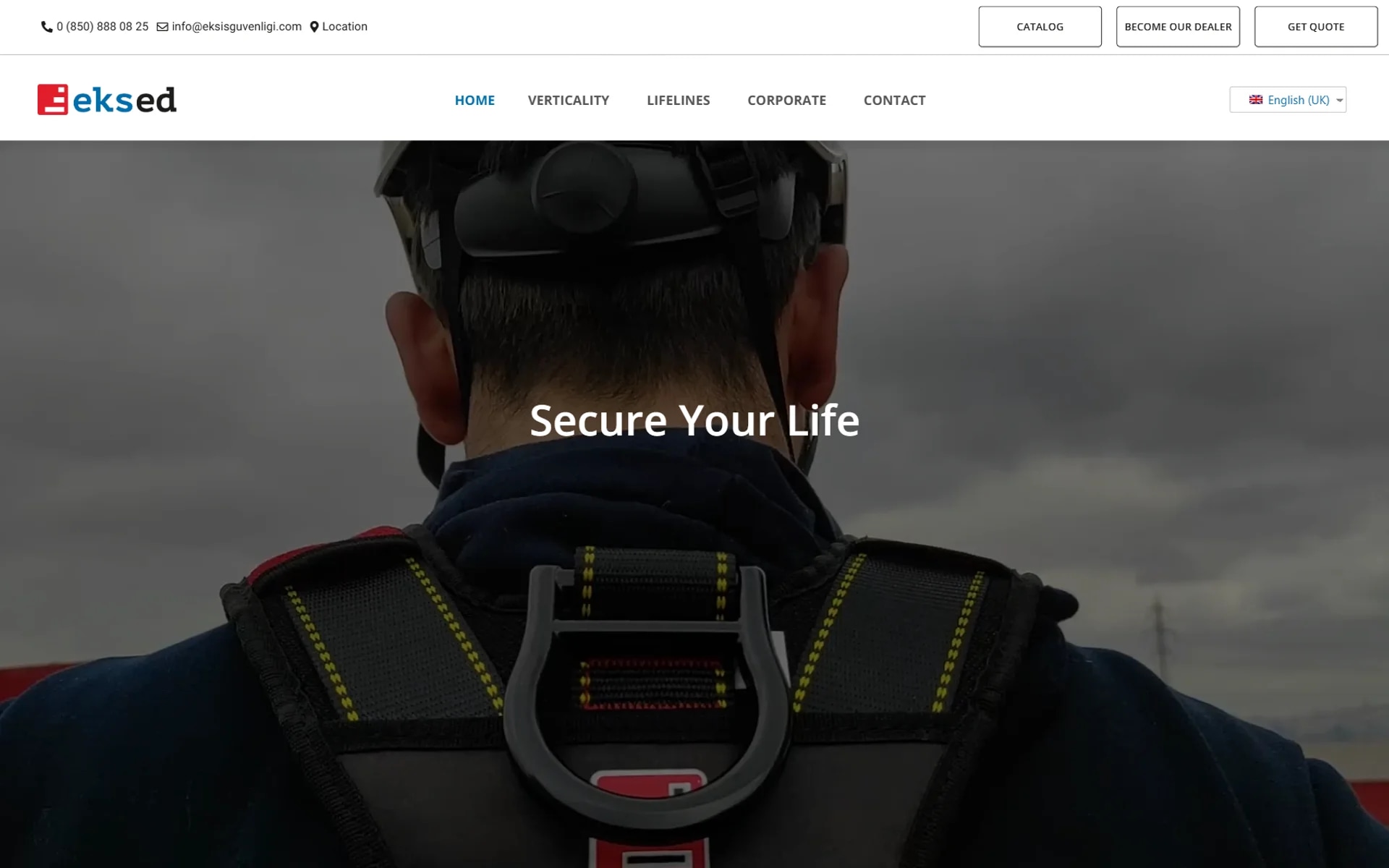 The Eksed safety-equipment lead site on desktop