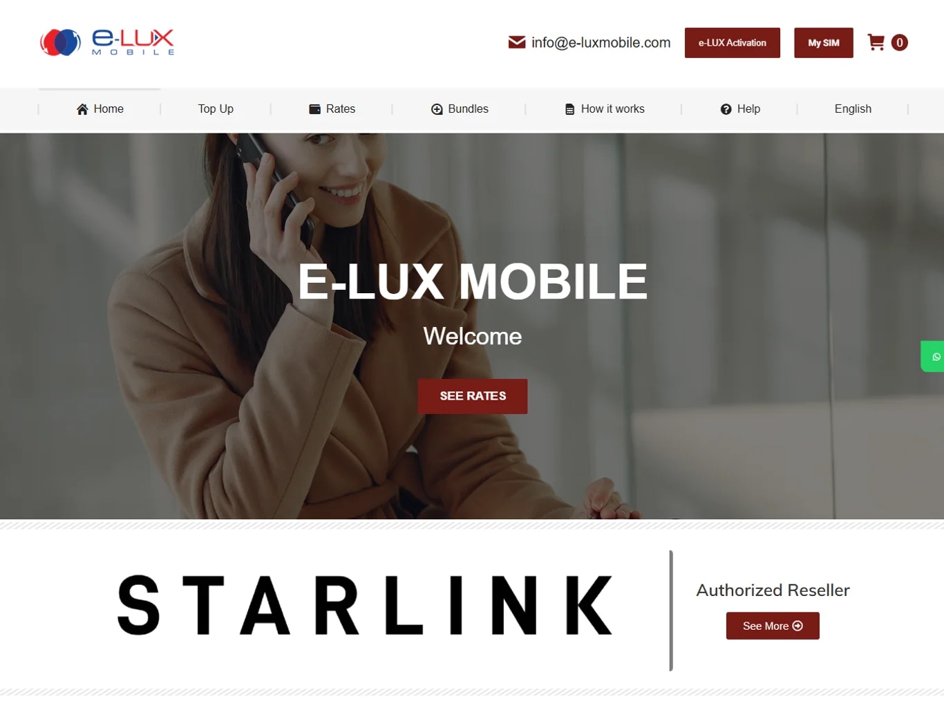 The e-LUX Mobile self-service top-up site on tablet