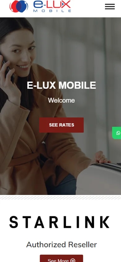 The e-LUX Mobile self-service top-up site on mobile
