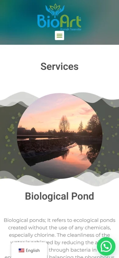 The BioArt ecological-pond site on mobile
