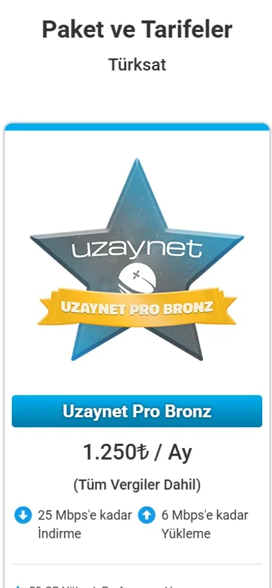 The Uzaynet satellite-internet lead site on mobile