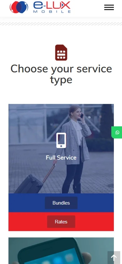 The e-LUX Mobile self-service top-up site on mobile