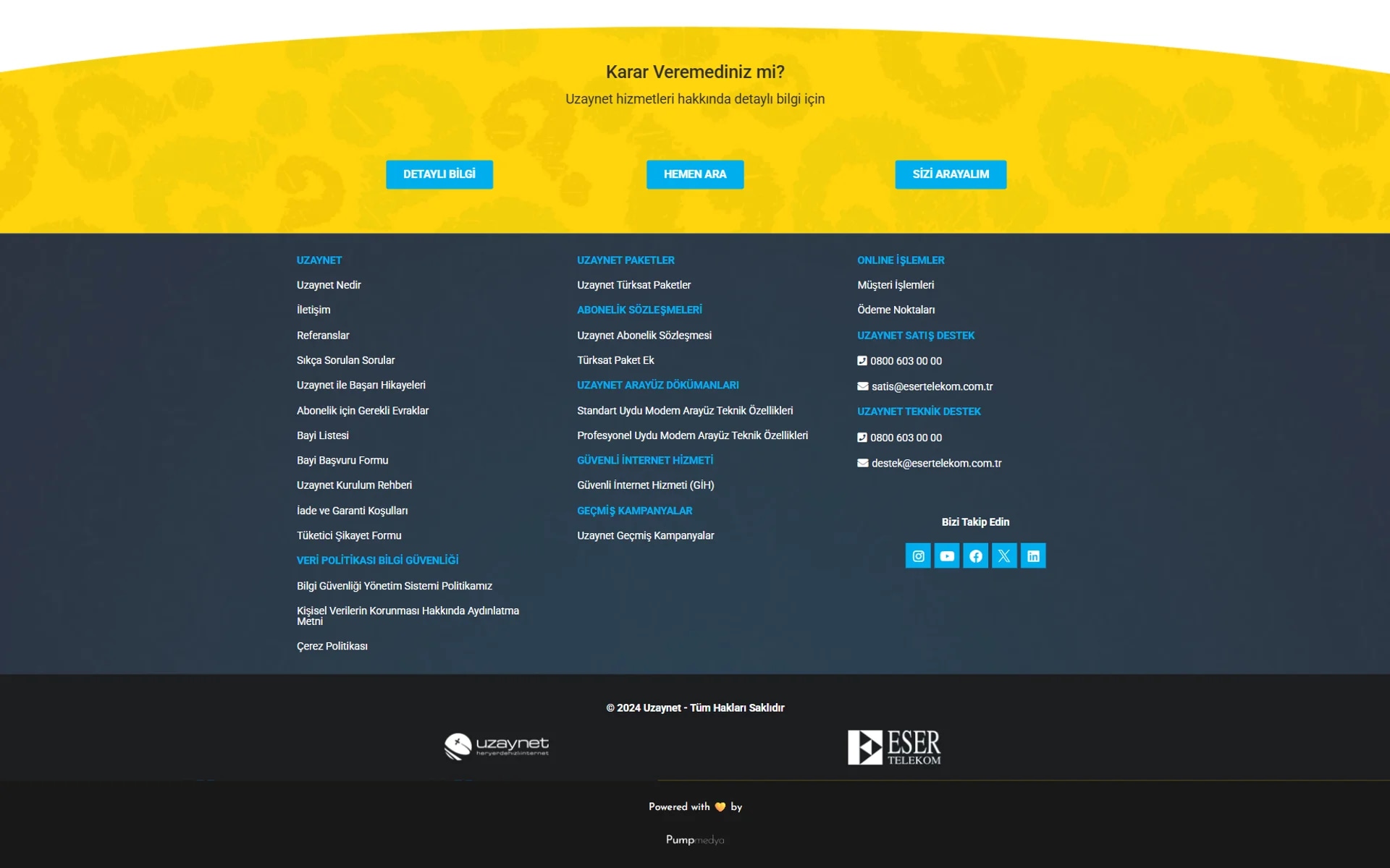 The Uzaynet satellite-internet lead site on desktop