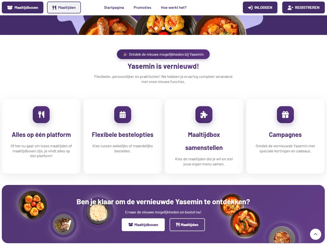 The Yasemin meal-delivery platform on tablet