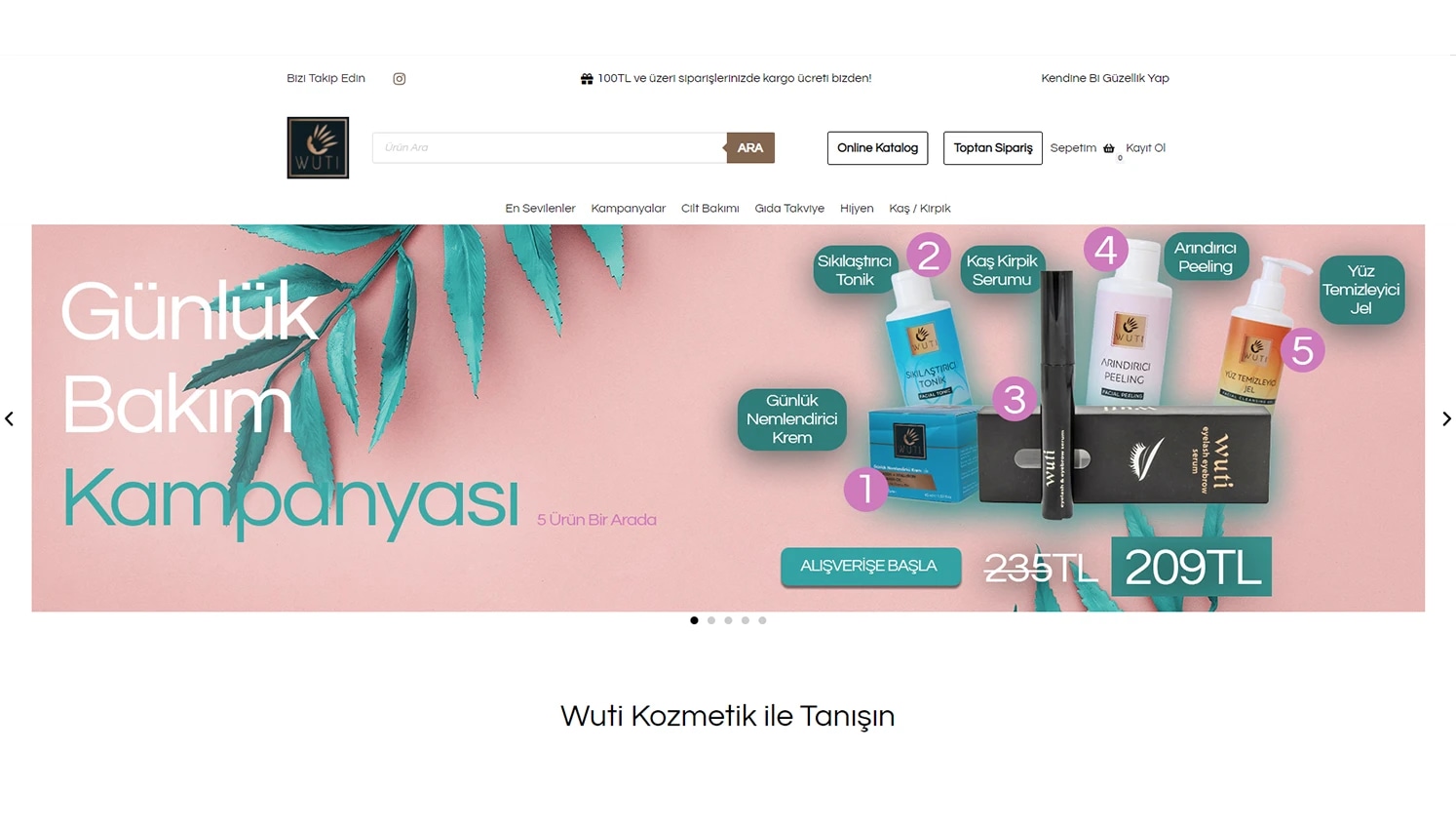 The Wuti Kozmetik online store on desktop