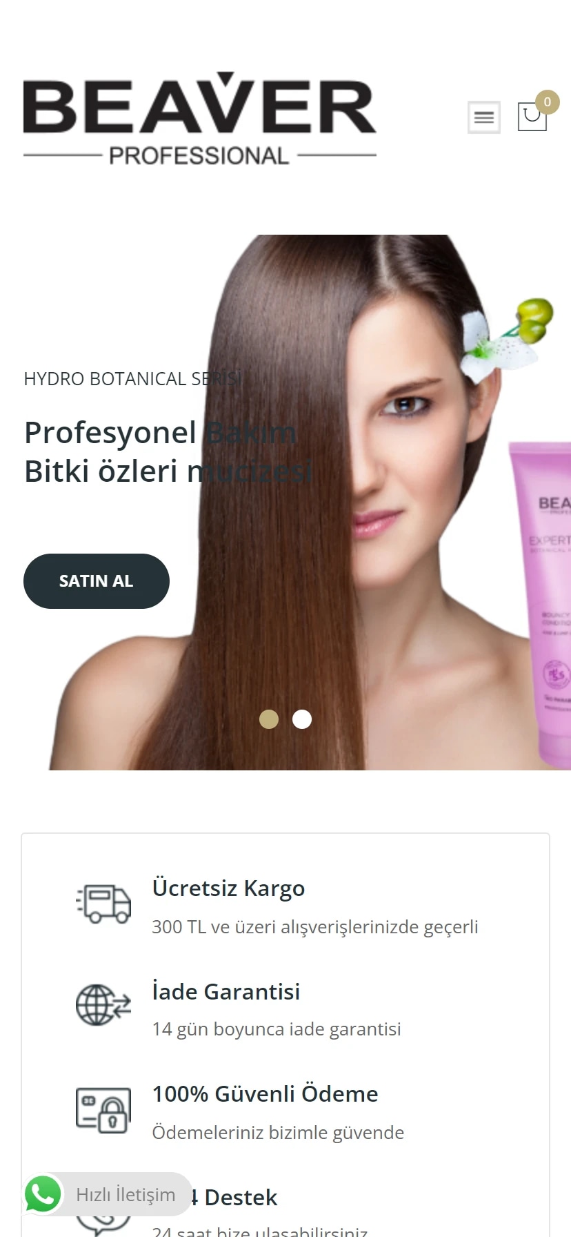 The Beaver Professional storefront on mobile