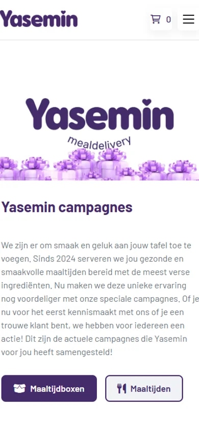 The Yasemin meal-delivery platform on mobile