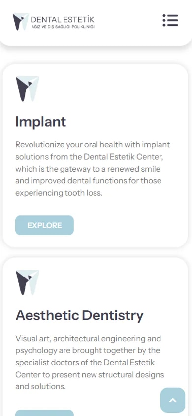 The Dental Estetik Center patient website on mobile