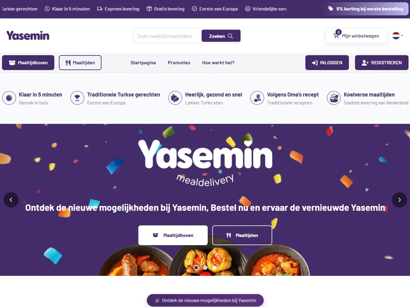 The Yasemin meal-delivery platform on tablet