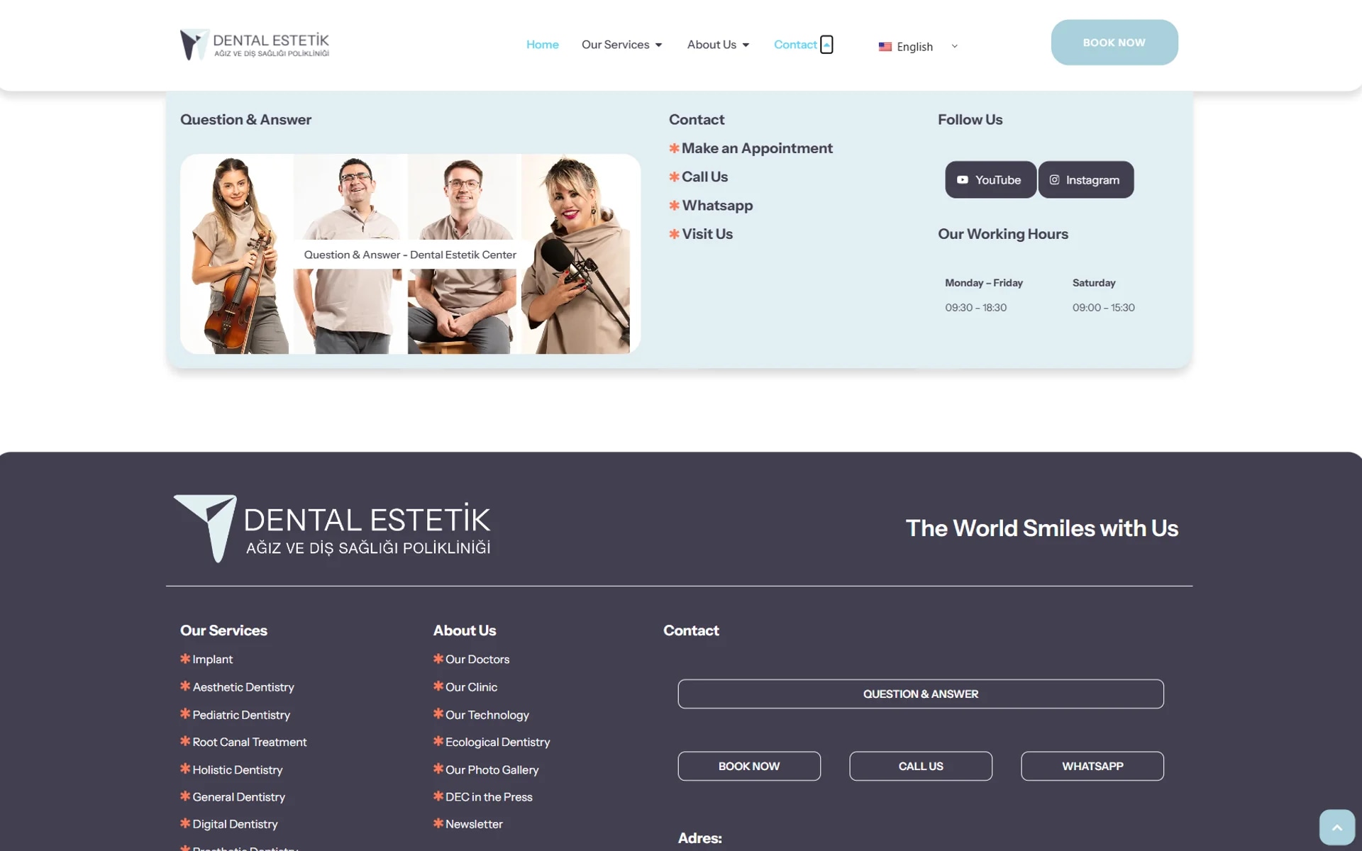 The Dental Estetik Center patient website on desktop