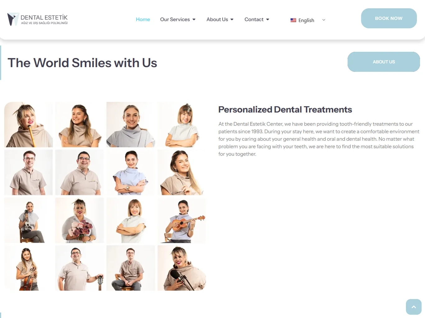 The Dental Estetik Center patient website on tablet