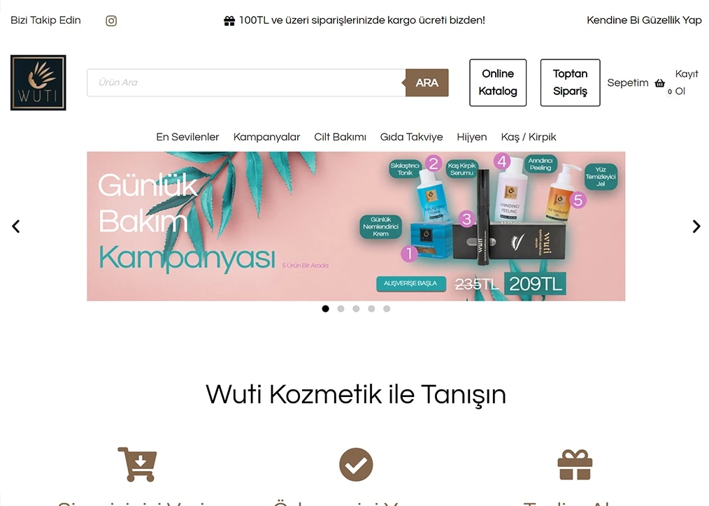 The Wuti Kozmetik online store on tablet