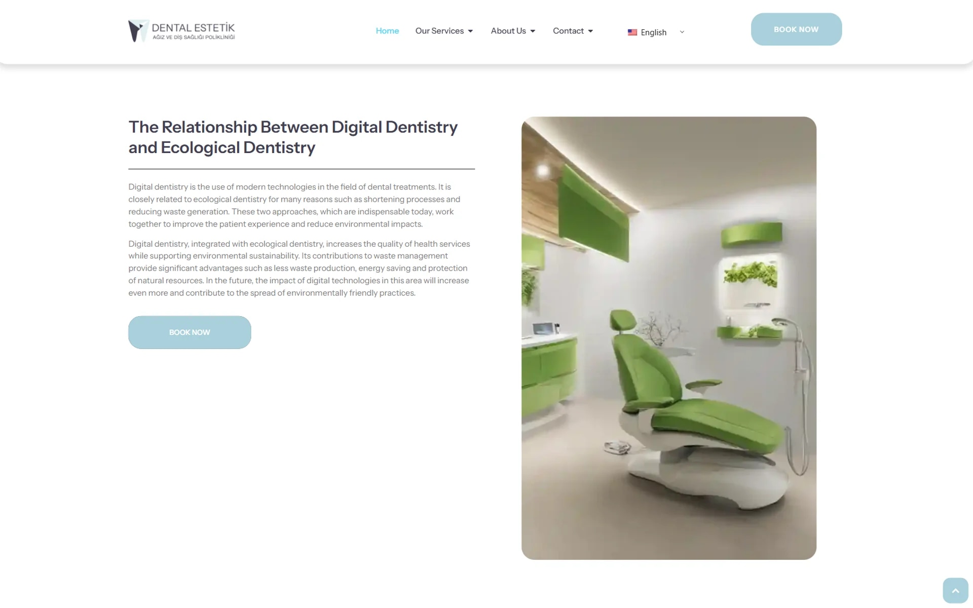 The Dental Estetik Center patient website on desktop