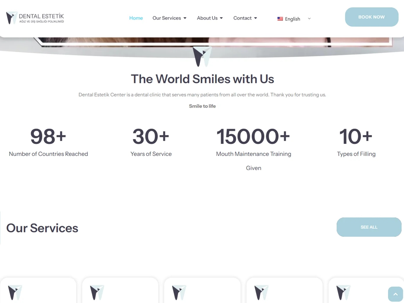 The Dental Estetik Center patient website on tablet