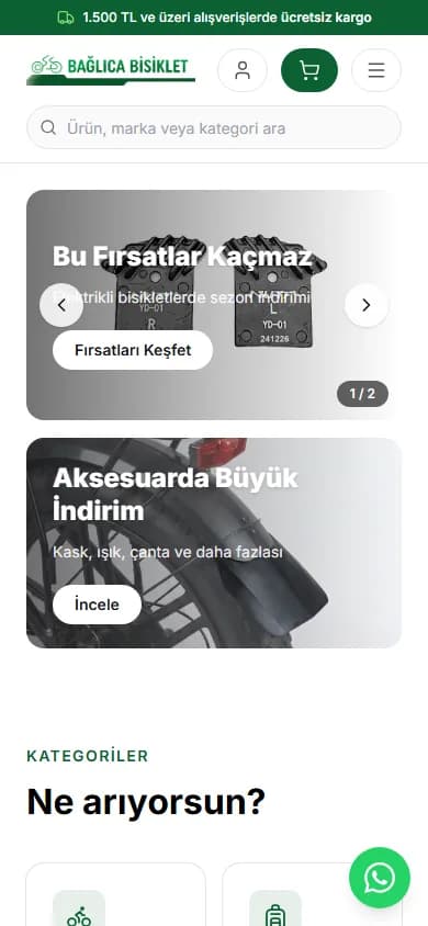 A custom e-commerce platform built for a bike shop: Bağlıca Bisiklet. mobile preview