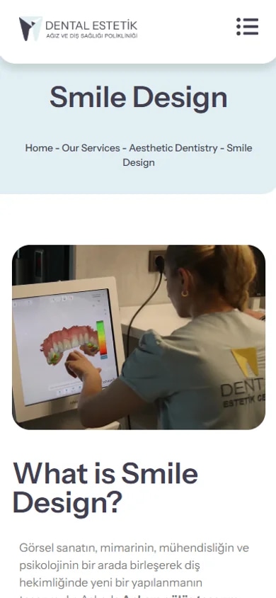 The Dental Estetik Center patient website on mobile