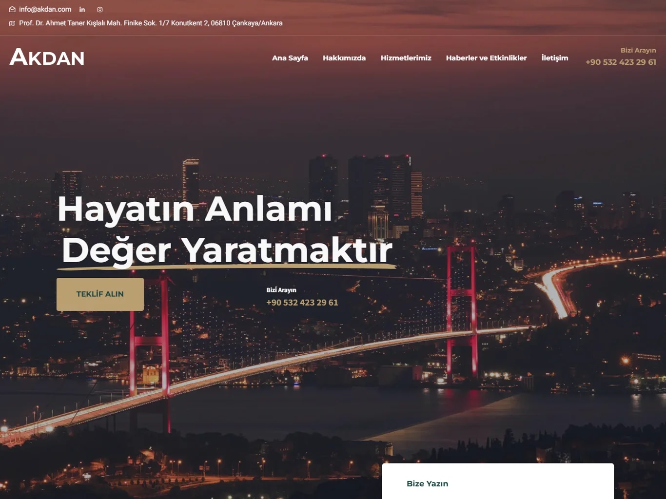 The Akdan corporate website on tablet