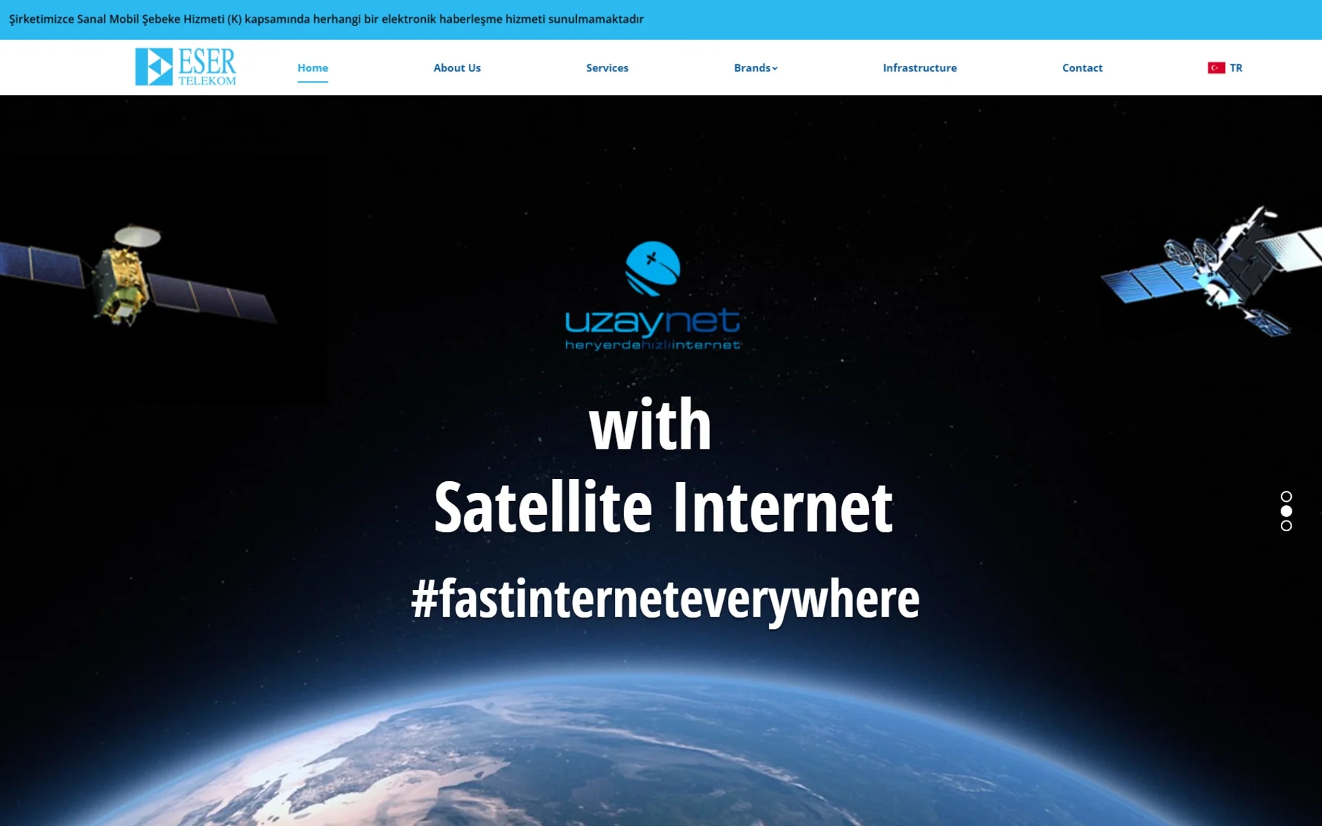 The Eser Telekom corporate website on desktop