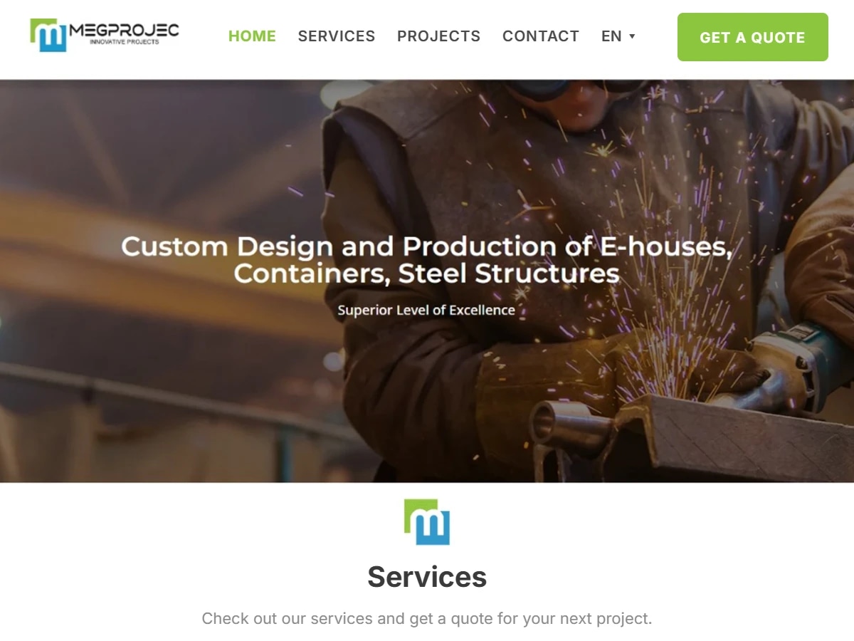 The Megprojec corporate site on tablet