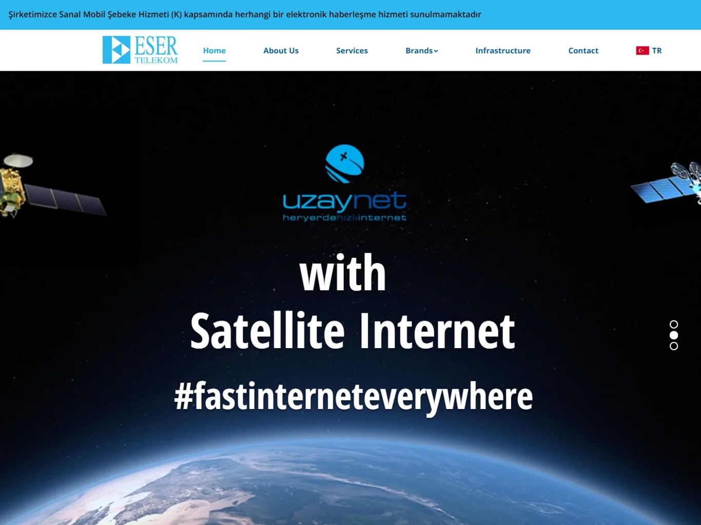 The Eser Telekom corporate website on tablet