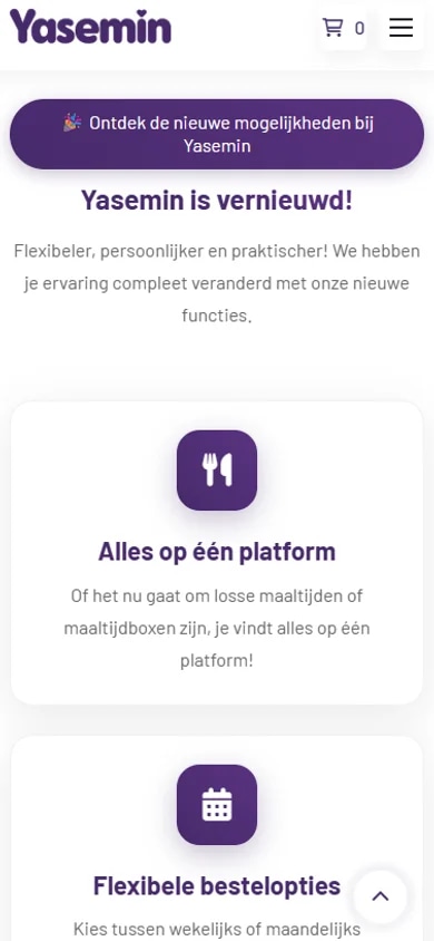 The Yasemin meal-delivery platform on mobile