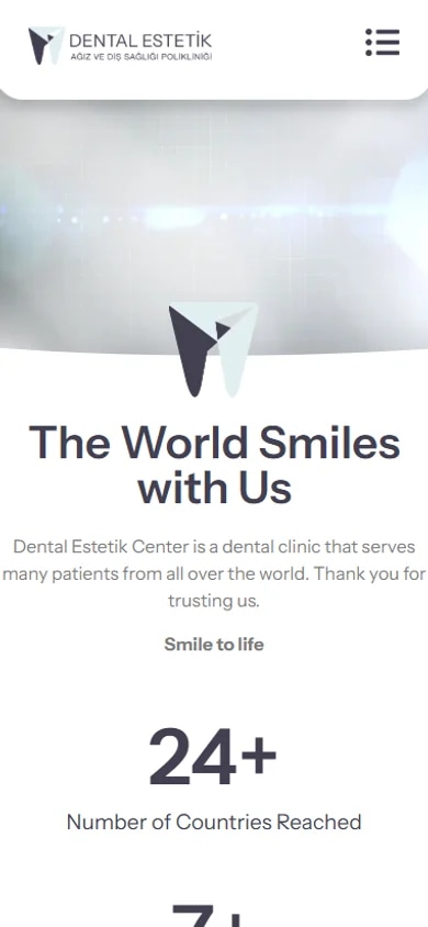 The Dental Estetik Center patient website on mobile