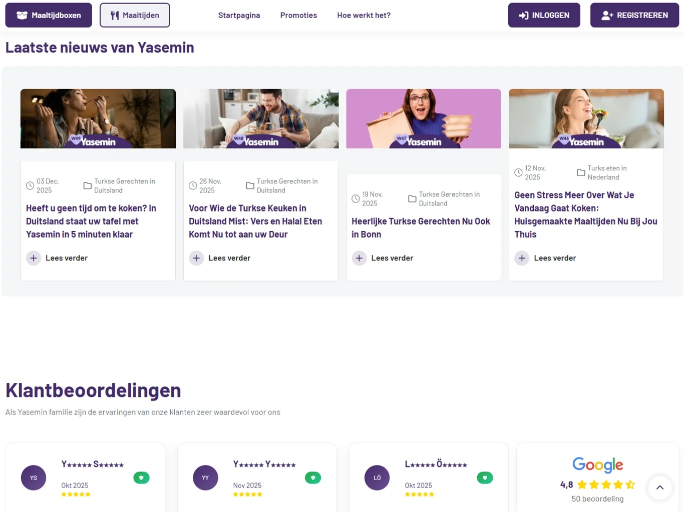 The Yasemin meal-delivery platform on tablet