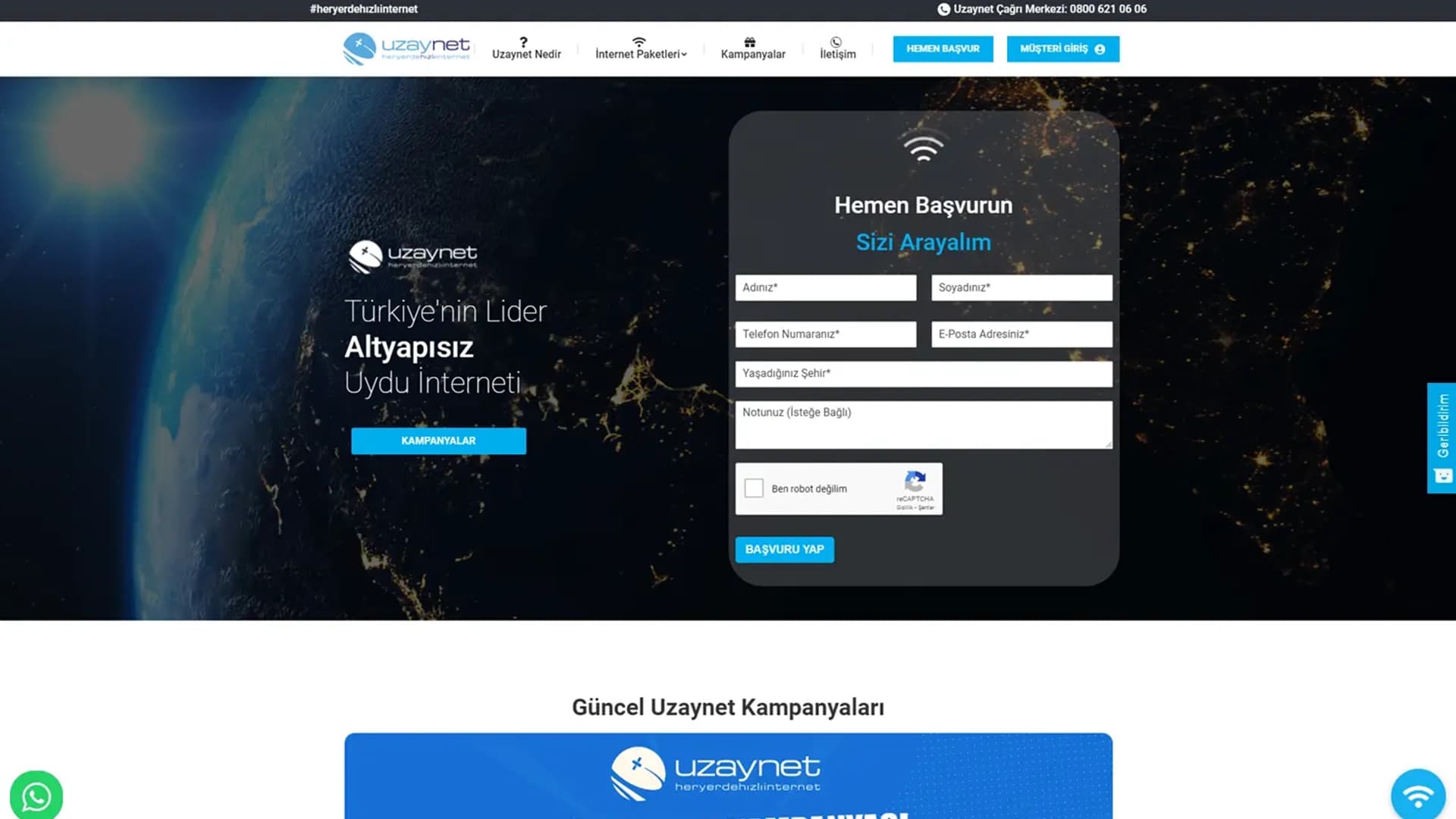 Uzaynet: a lead engine for satellite internet.
